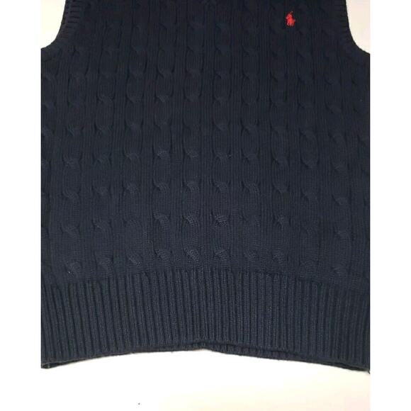 Polo Ralph Lauren Youth Sweater Vest Cable Knit Pony Logo Embroidered M (10-12) - Picture 2 of 7